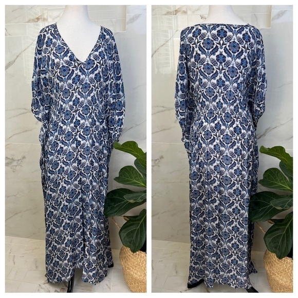 RUJETA SHETH Marie Cinch CAFTAN Blue Dress, Size M/L - Picture 1 of 7